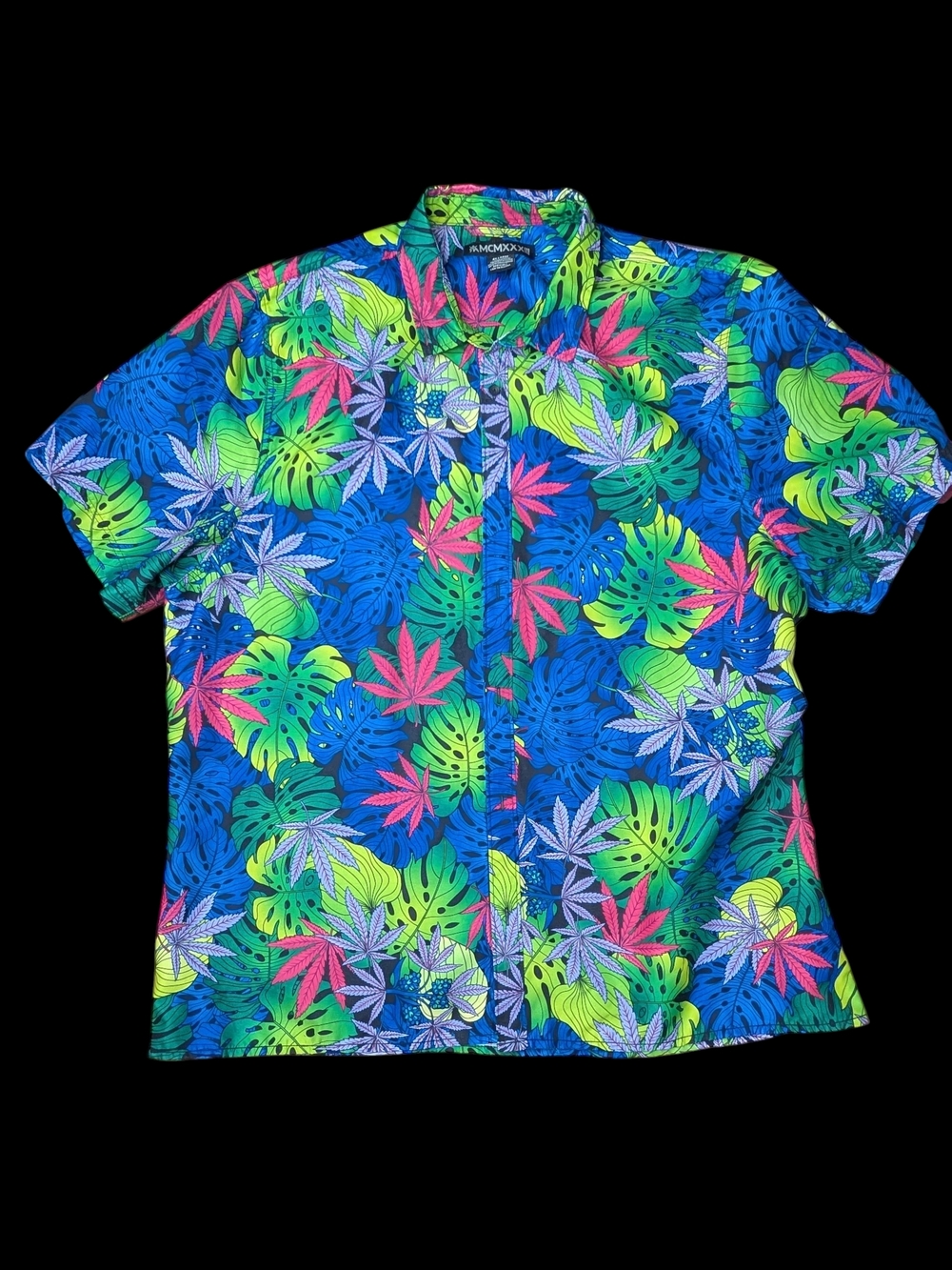 MCMXXXIII "High" Tropical Shirt with Neon Leaf Print * See Description On Size
